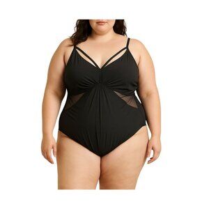 Ava & Viv Mesh Panel Strappy Cutout Design One-Piece Swimsuit Plus Size 22W